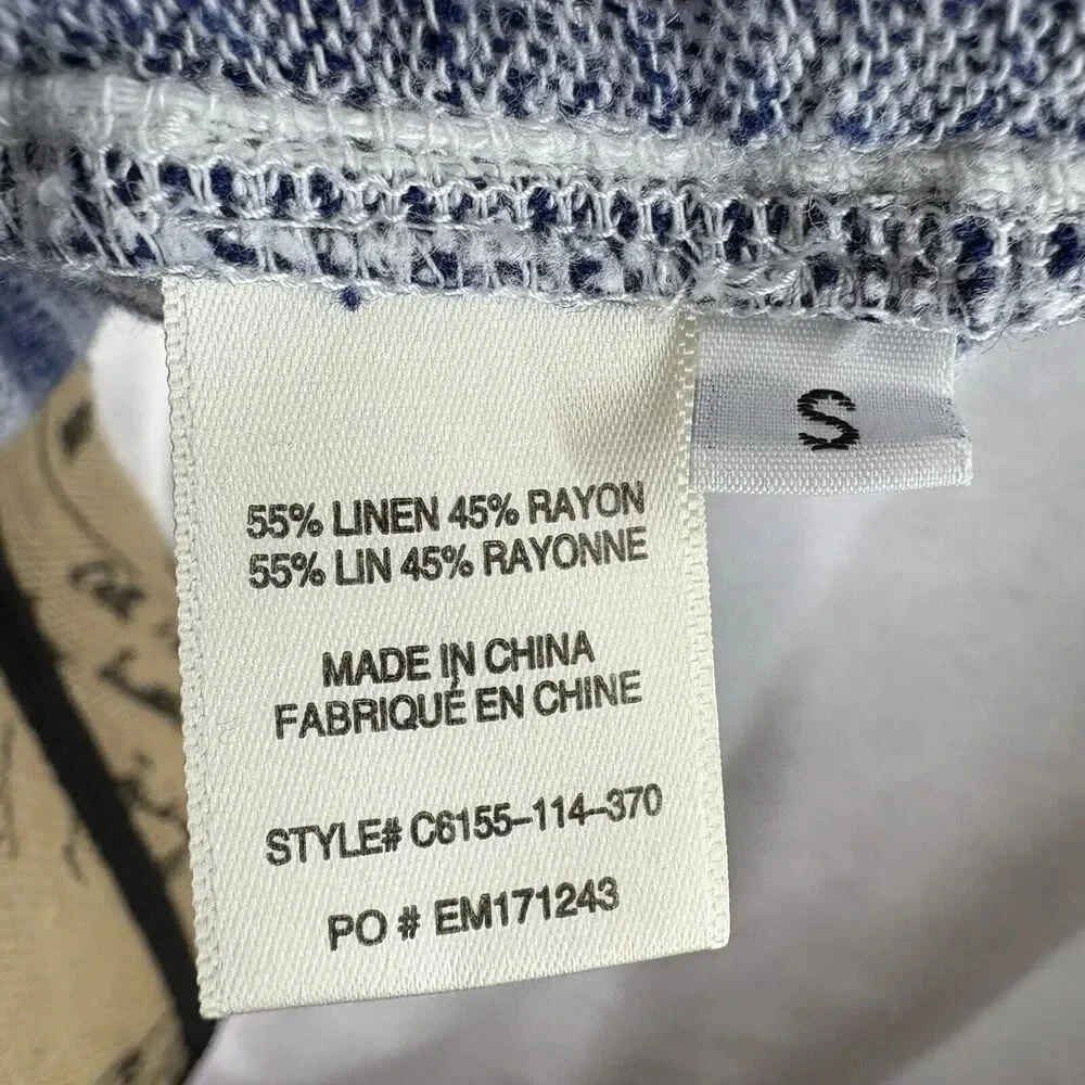 Cloth & Stone Women’s S Blue Stripe Button Up Sleeveless Linen Blend Shift Dress
